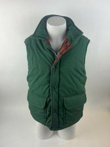Vintage Natural Comforts REI CO-OP Down Filled Green Vest Red Plaid Fleece LARGE